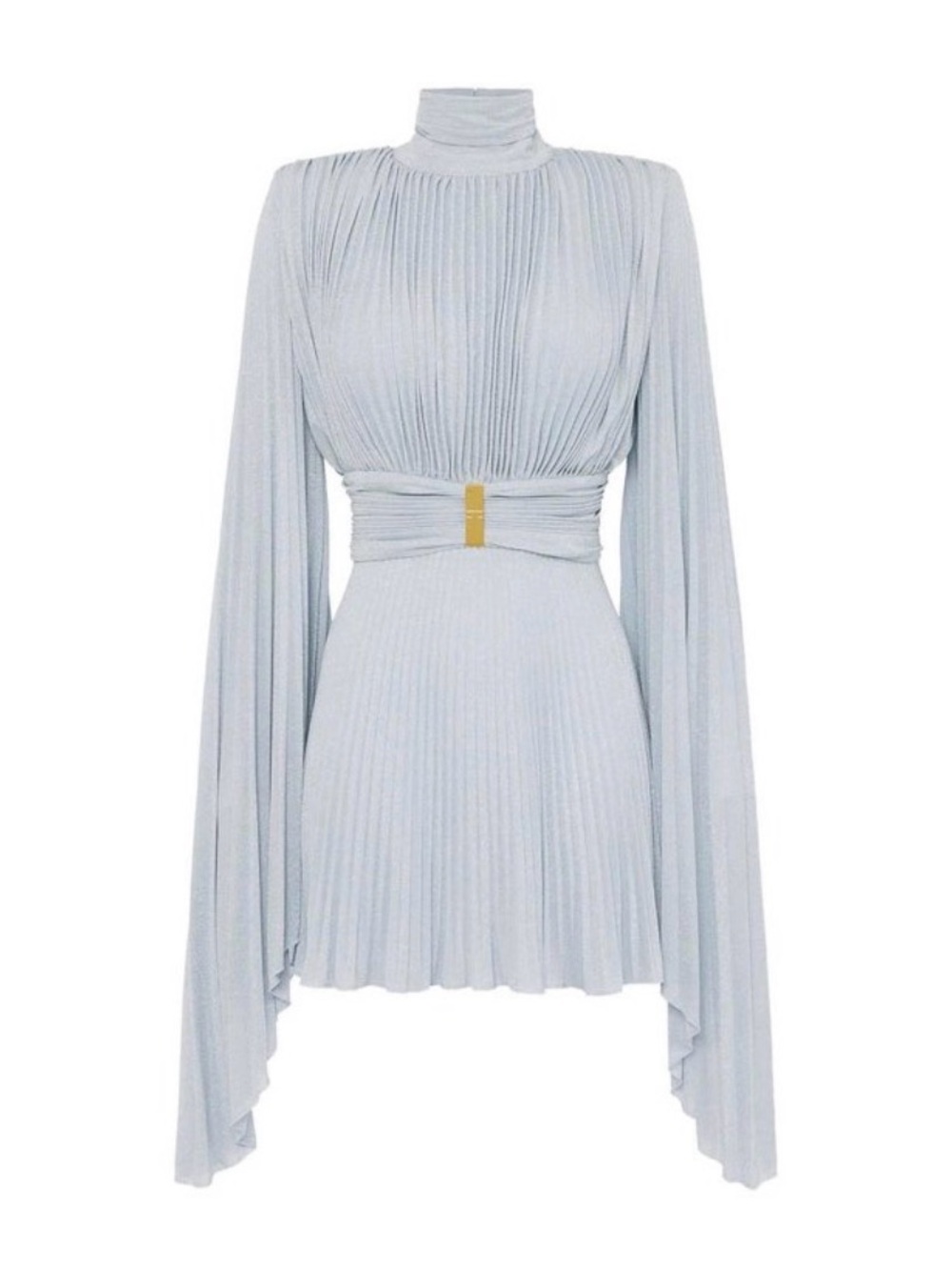 Pleated Mini Dress in Light Blue - Picture 2 of 4